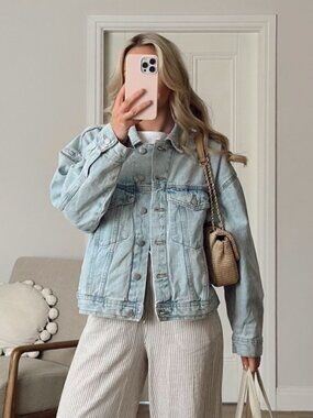 H&M Divided Light Denim Oversized Jacket with Pockets